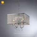 Moderne chambre carrée lustre pendentif lumière argent cristal maison éclairage